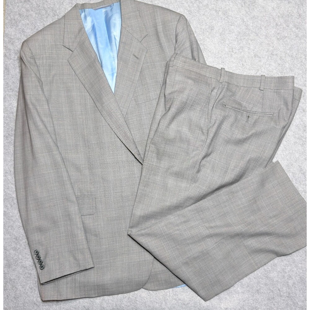 Holland & Sherry Dragonfly Prince of Wales Plaid 50R Royal Classic Gray Suit